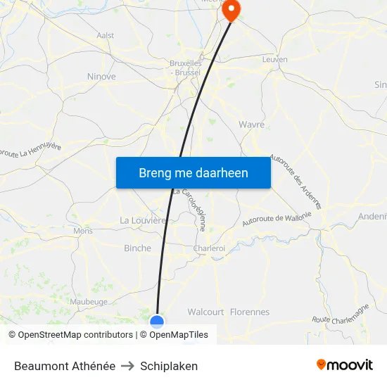 Beaumont Athénée to Schiplaken map