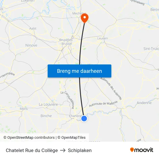 Chatelet Rue du Collège to Schiplaken map