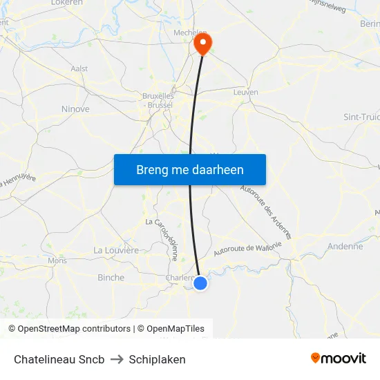 Chatelineau Sncb to Schiplaken map