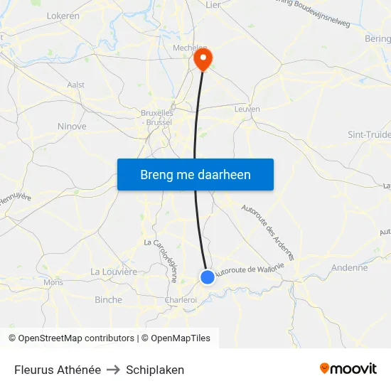 Fleurus Athénée to Schiplaken map