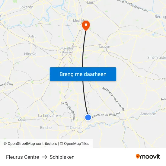 Fleurus Centre to Schiplaken map