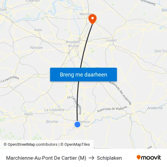 Marchienne-Au-Pont De Cartier (M) to Schiplaken map