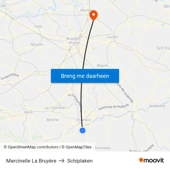 Marcinelle La Bruyère to Schiplaken map
