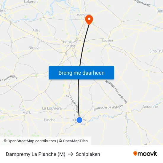 Dampremy La Planche (M) to Schiplaken map