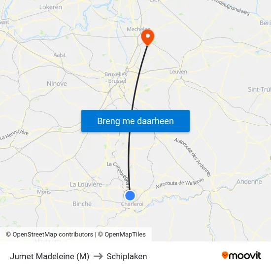 Jumet Madeleine (M) to Schiplaken map