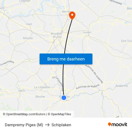 Dampremy Piges (M) to Schiplaken map