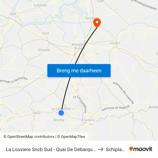 La Louviere Sncb Sud - Quai De Débarquement to Schiplaken map