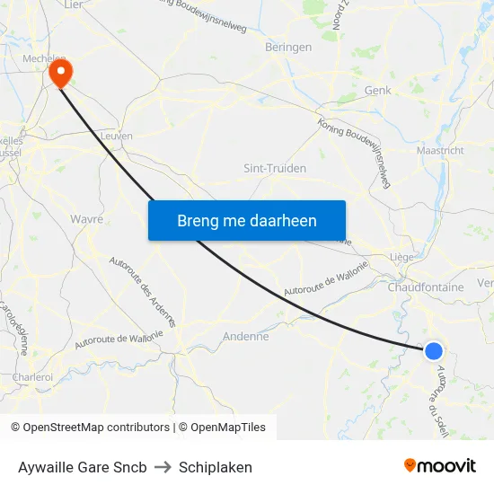 Aywaille Gare Sncb to Schiplaken map