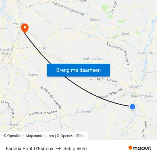 Esneux Pont D'Esneux to Schiplaken map