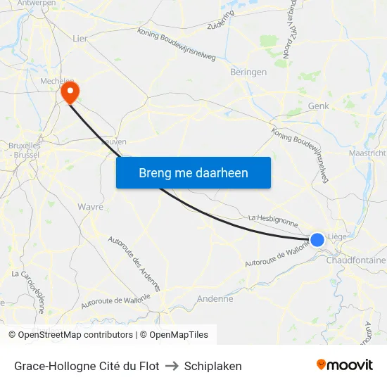 Grace-Hollogne Cité du Flot to Schiplaken map