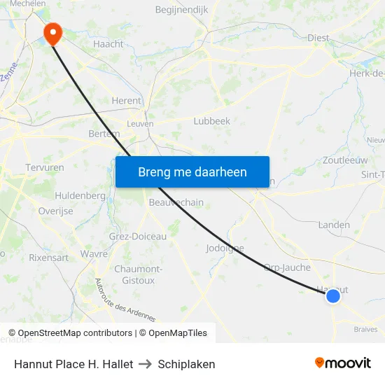 Hannut Place H. Hallet to Schiplaken map