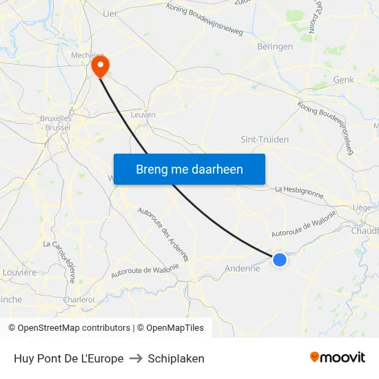 Huy Pont De L'Europe to Schiplaken map