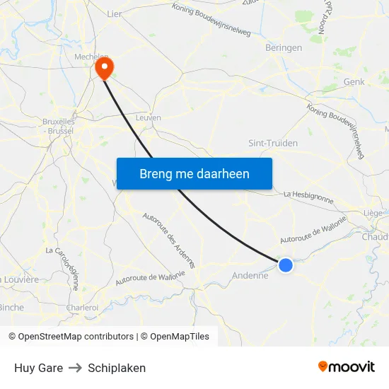 Huy Gare to Schiplaken map