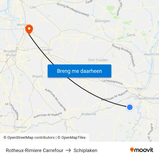 Rotheux-Rimiere Carrefour to Schiplaken map