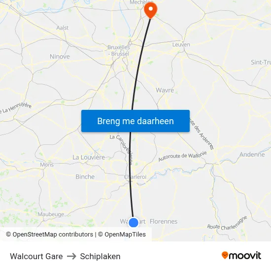 Walcourt Gare to Schiplaken map