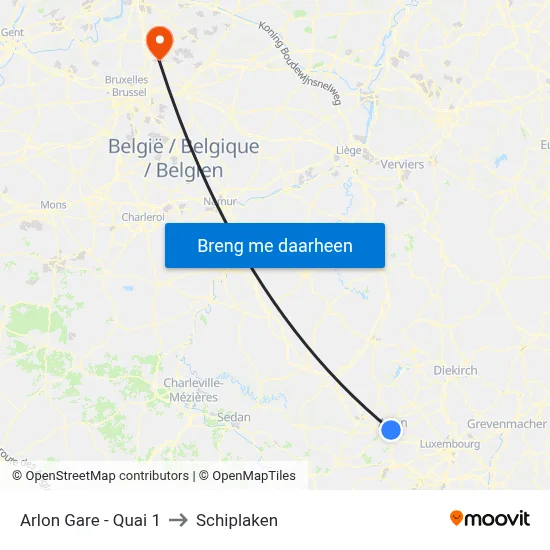 Arlon Gare - Quai 1 to Schiplaken map