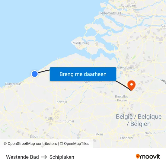Westende Bad to Schiplaken map