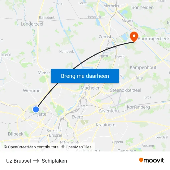 Uz Brussel to Schiplaken map