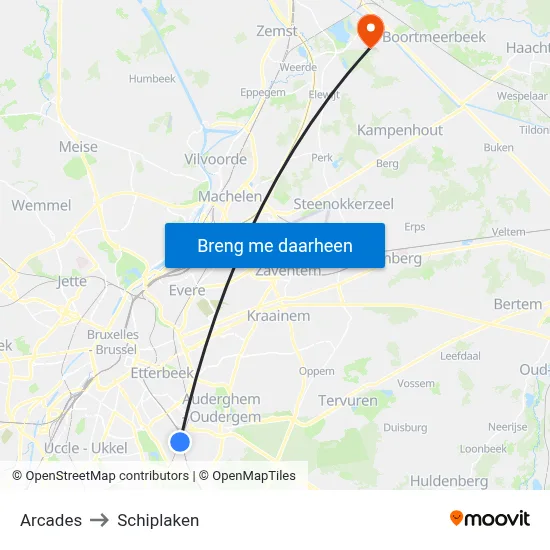 Arcades to Schiplaken map