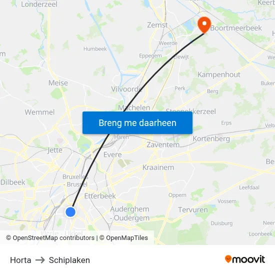 Horta to Schiplaken map