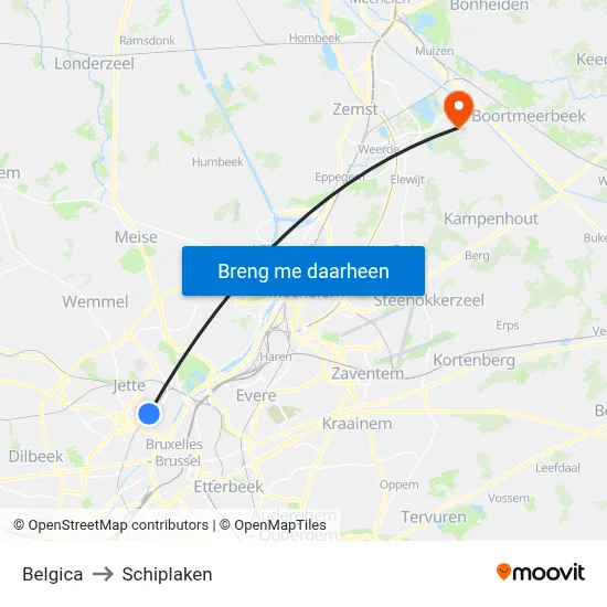 Belgica to Schiplaken map