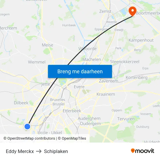 Eddy Merckx to Schiplaken map