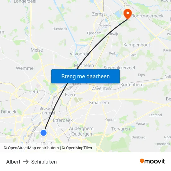 Albert to Schiplaken map