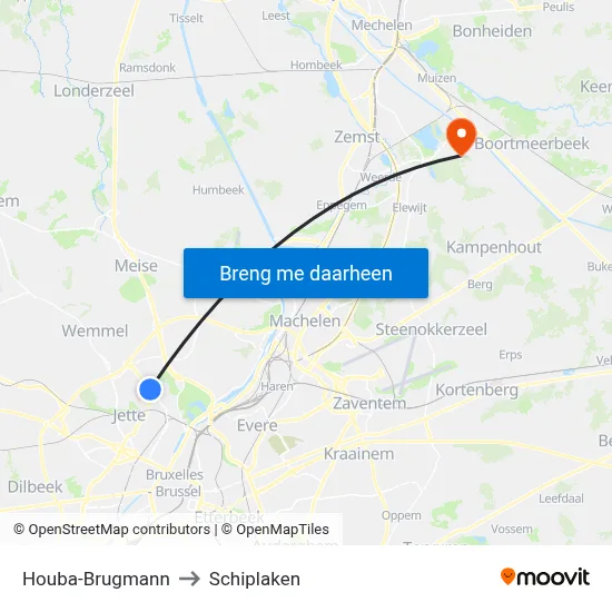 Houba-Brugmann to Schiplaken map