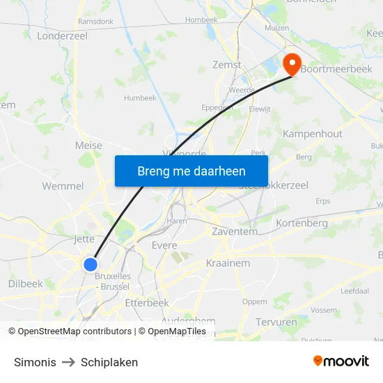Simonis to Schiplaken map
