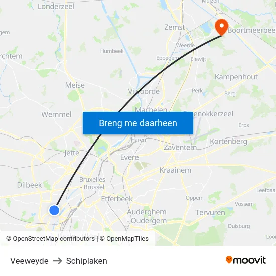 Veeweyde to Schiplaken map