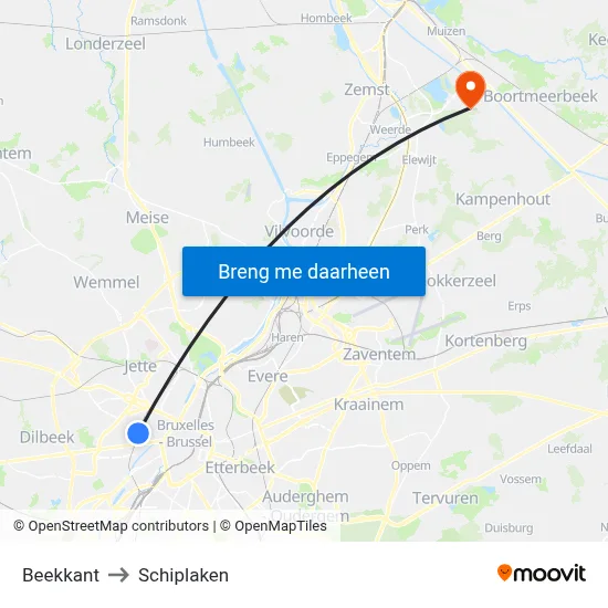 Beekkant to Schiplaken map