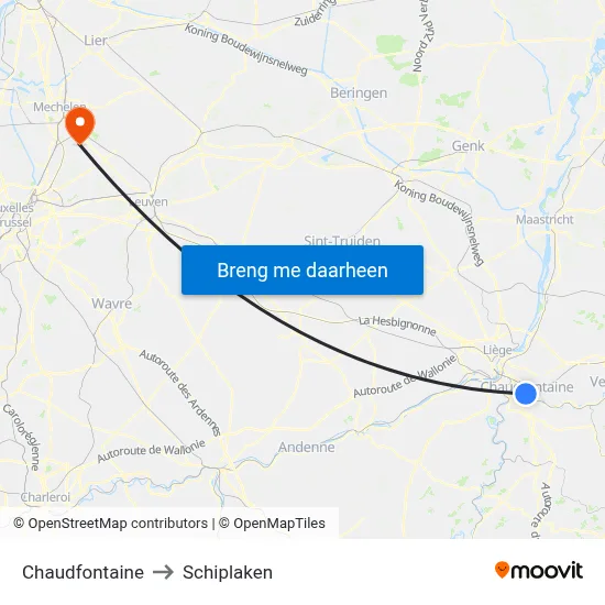 Chaudfontaine to Schiplaken map