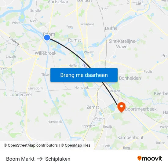 Boom Markt to Schiplaken map