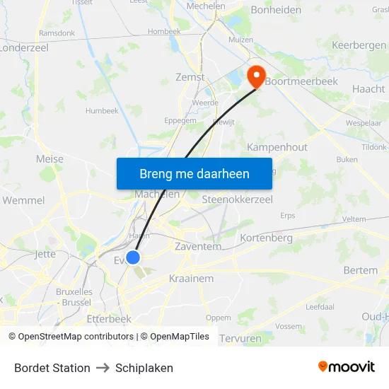Bordet Station to Schiplaken map
