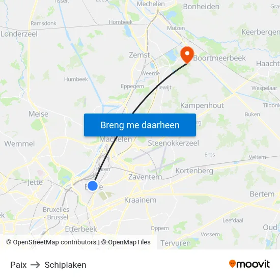 Paix to Schiplaken map
