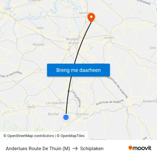 Anderlues Route De Thuin (M) to Schiplaken map