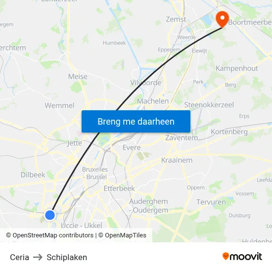 Ceria to Schiplaken map
