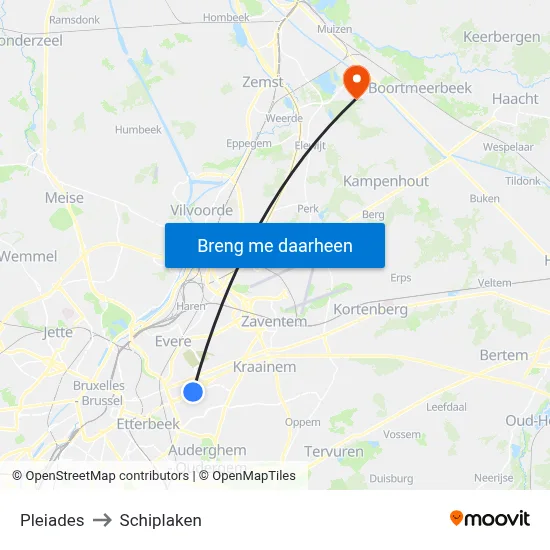 Pleiades to Schiplaken map