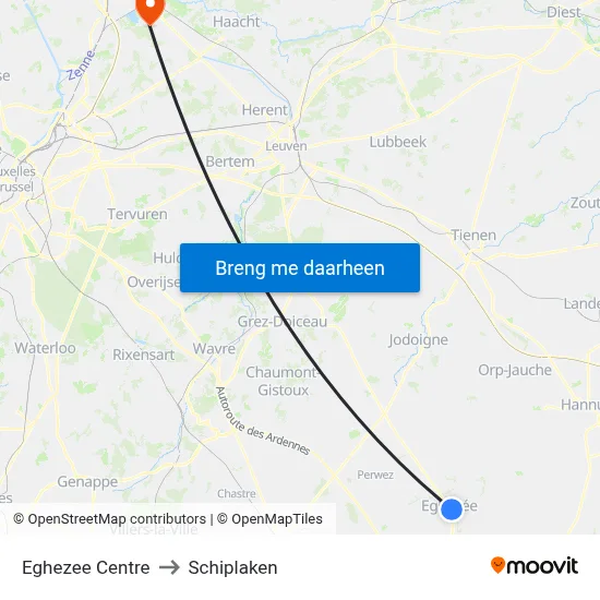 Eghezee Centre to Schiplaken map