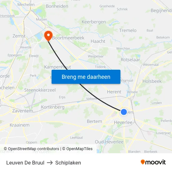 Leuven De Bruul to Schiplaken map