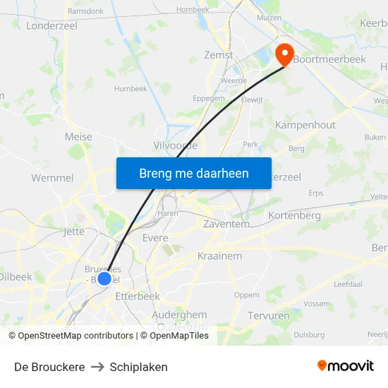 De Brouckere to Schiplaken map