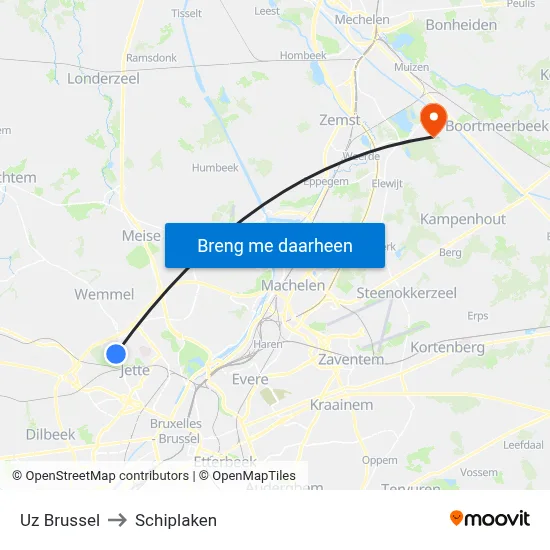 Uz Brussel to Schiplaken map