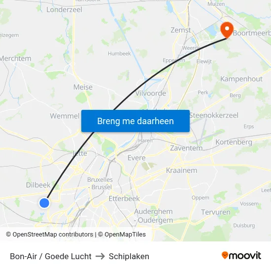 Bon-Air / Goede Lucht to Schiplaken map