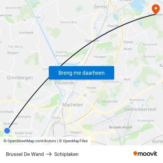 Brussel De Wand to Schiplaken map