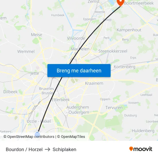 Bourdon / Horzel to Schiplaken map