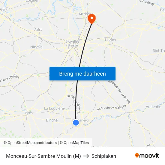 Monceau-Sur-Sambre Moulin (M) to Schiplaken map