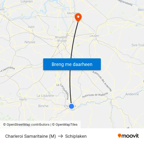 Charleroi Samaritaine (M) to Schiplaken map