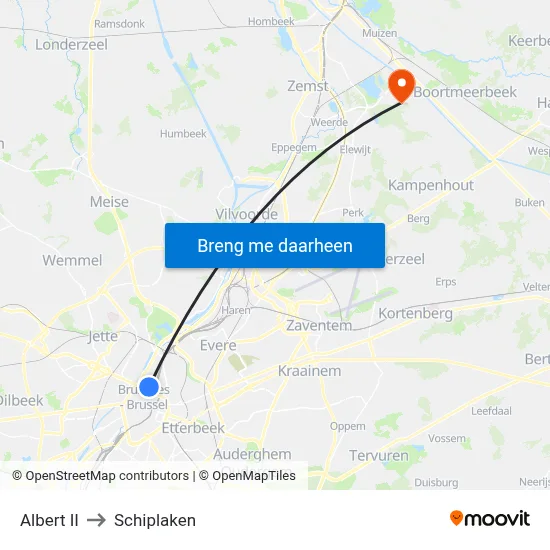 Albert II to Schiplaken map