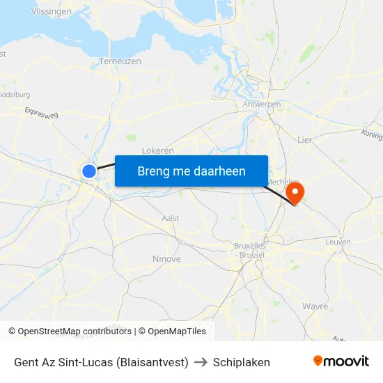 Gent Az Sint-Lucas (Blaisantvest) to Schiplaken map