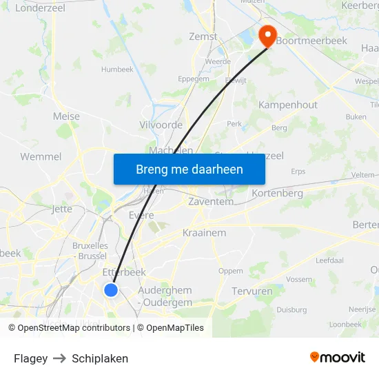 Flagey to Schiplaken map